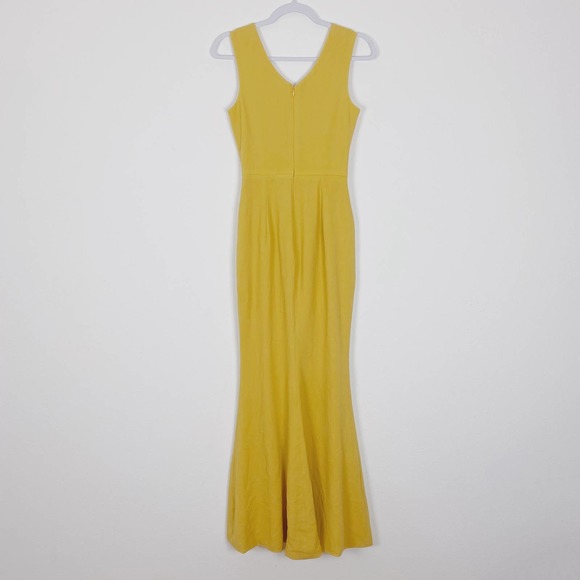 NEW Dress the Population Canary Yellow Sandra Crepe Mermaid Gown Maxi Dress - Picture 3 of 7